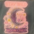 Stay Wild moon Child Patch  Floral Hippie Boho Iron-On patch ,Celestial saying