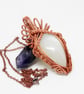 Stunning Elven Style Copper Necklace With White Moonstone
