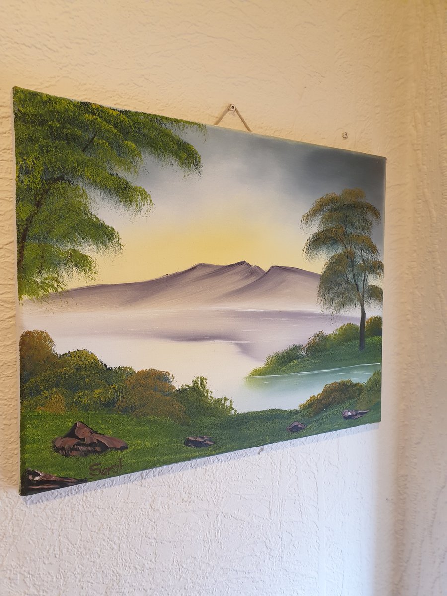 mountain reflection original oil painting 