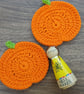Crochet pumpkin coaster - Image 1