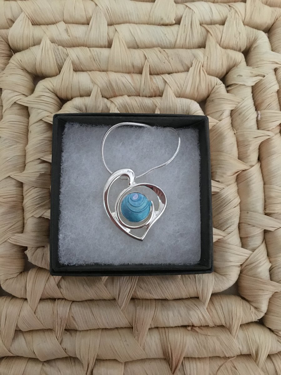 Handcrafted Azure Centred Heart Pendant