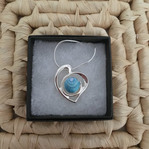 Handcrafted Azure Centred Heart Pendant