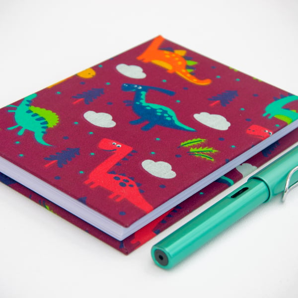 A6 Notebook with dinosaur cover and recycled paper