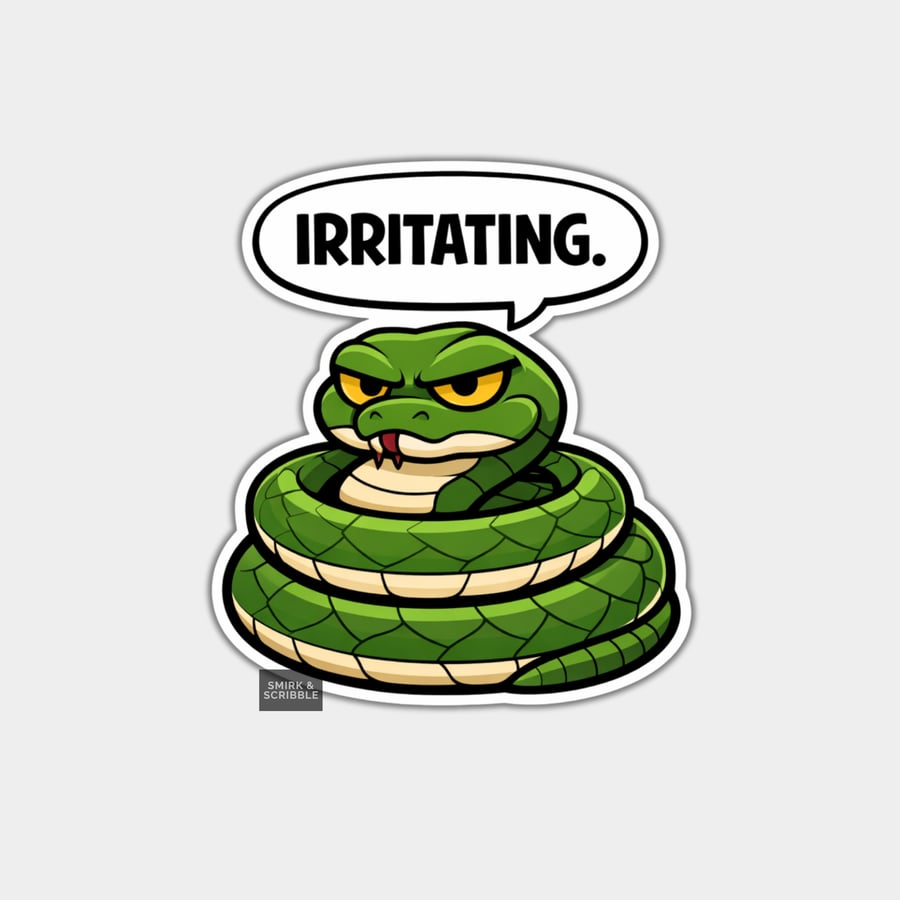 Funny Snarky Vinyl Sticker For Adults - Grumpy Snake - Folksy