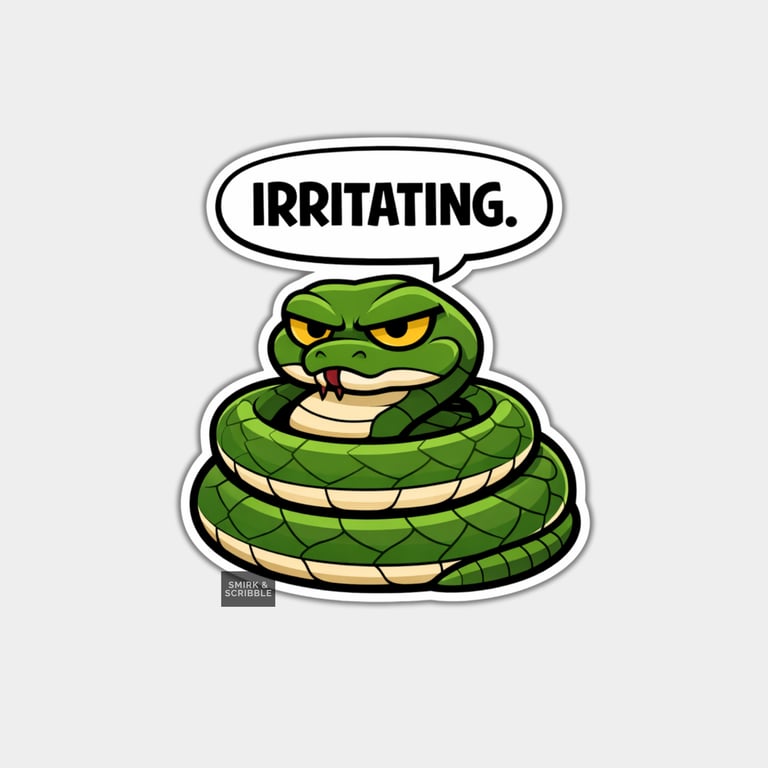 Funny Snarky Vinyl Sticker For Adults - Grumpy Snake