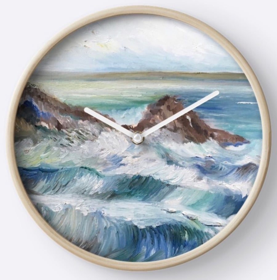 Beautiful Wall Clock Featuring The Painting ‘Waves’