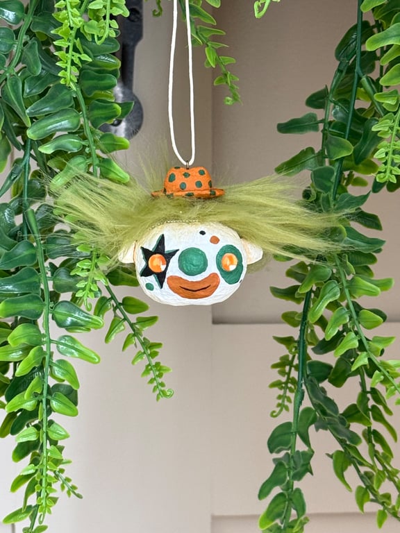 Spun Cotton Clown Hanger in Green