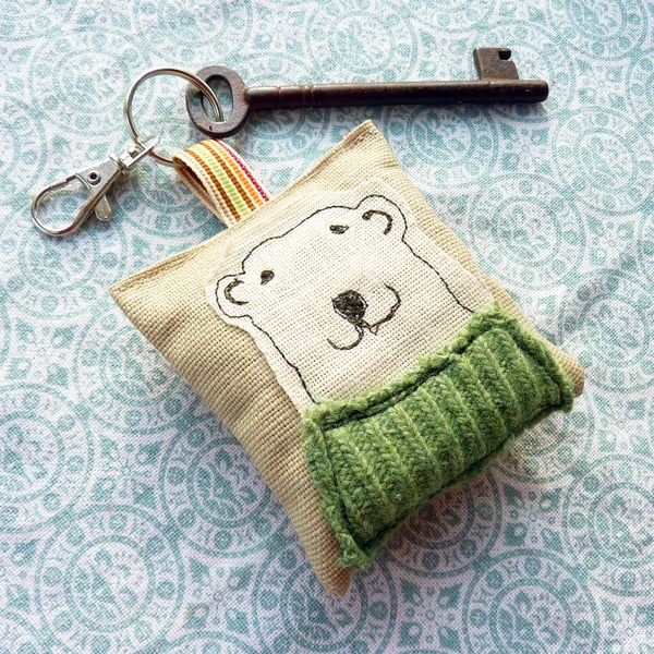 Handmade Polar Bear Keyring 