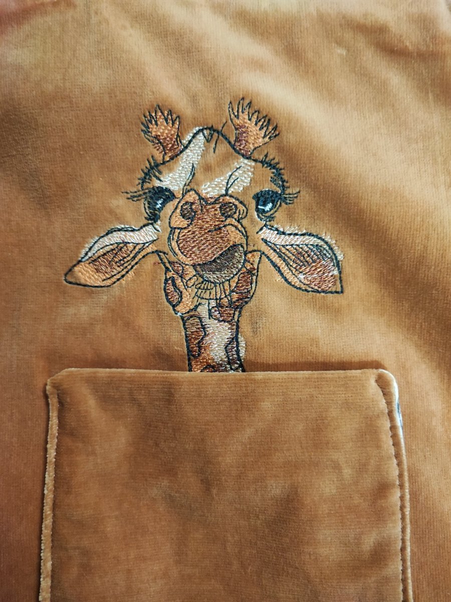 Tote Bag, Tan colour with Giraffe embroidery