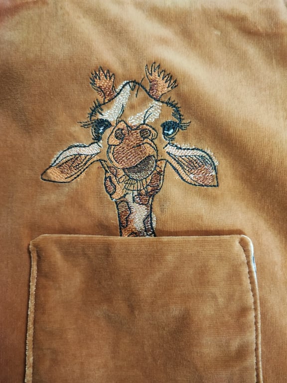 Tote Bag, Tan colour with Giraffe embroidery
