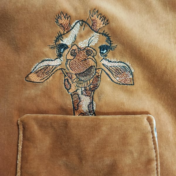 Tote Bag, Tan colour with Giraffe embroidery