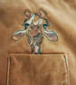 Tote Bag, Tan colour with Giraffe embroidery