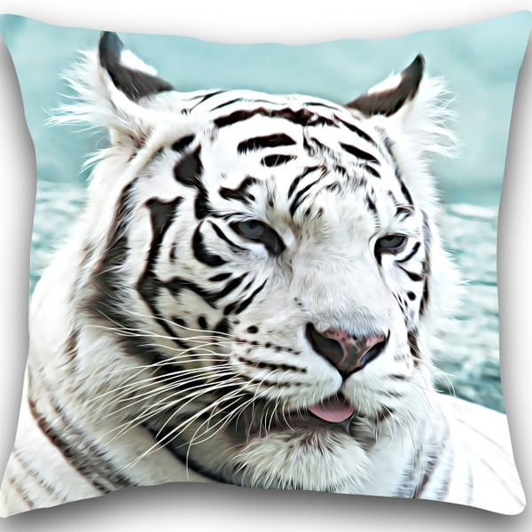 White Tiger  Cushion White Tiger cushion cover