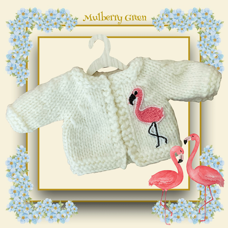 Reserved for Patti - Ivory Flamingo Cardigan 