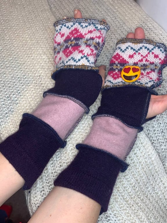 Recycled Wool Fingerless Gloves: Upcycled Hand & Wrist Warmers