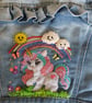 Hand embellished child's denim jacket.  Embellished with a Unicorn and rainbow.  - Image 2