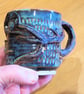 Pottery tree mug finished in blue and brown bark colour glazes - Image 4