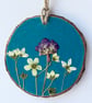 Real Pressed Flower Hand Painted Wood Slice Hanging Decoration - Image 3