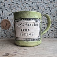 Ceramic handmade coffee mug 100% f8scist free coffee choose from 3 colours