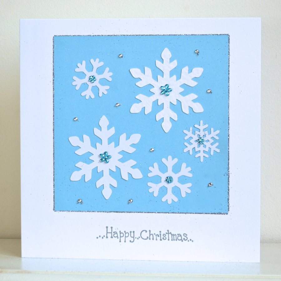 Christmas card - large Christmas snowflake luxury snowflakes jewel card