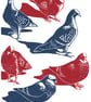 Pigeons A3 poster-print - Image 2