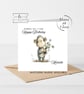 Floral Monkey Theme Happy Birthday Card