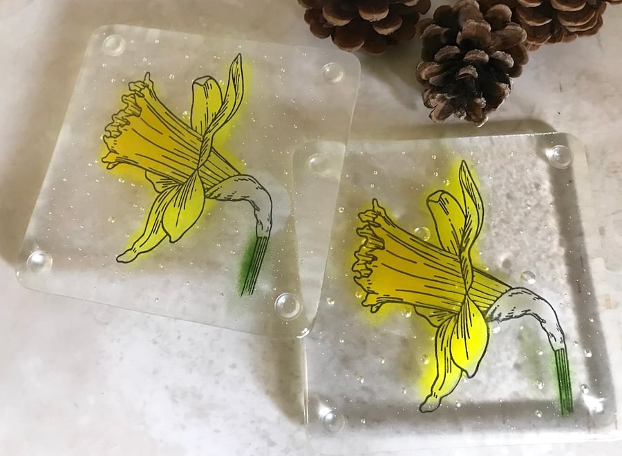 Set of 2 Daffodil Coasters