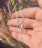 Silver Square & Pearl Pendant on 18" Diamond Cut Ball Chain - Handmade - Image 3