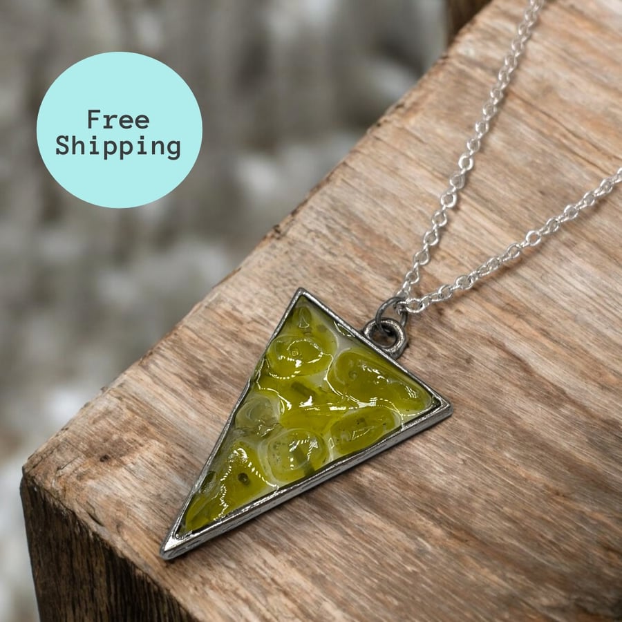 Yellow Jade Triangle Pendant - Abundance Stone with Fire Energy