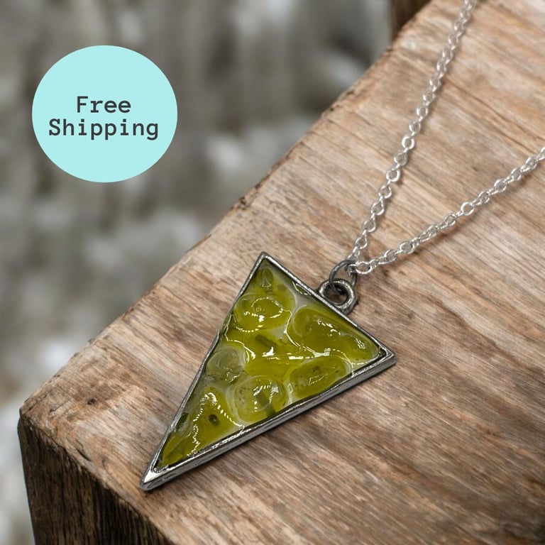 Yellow Jade Triangle Pendant - Abundance Stone with Fire Energy