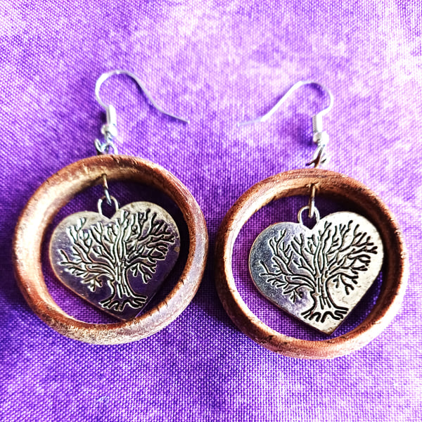 WOODEN HOOPS  with TREE OF LIFE 