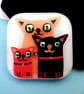 Handmade Fused Glass 'Cats' Brooch
