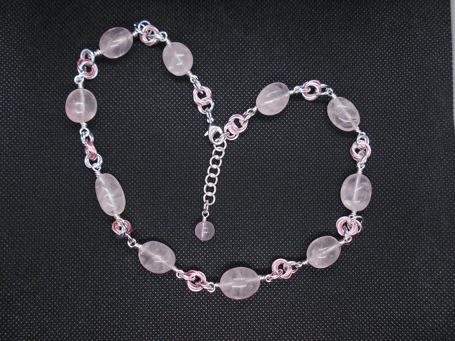 Rose Quartz tumbles necklace