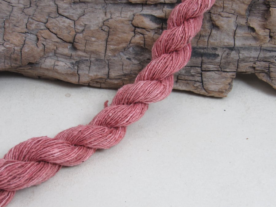 40m Natural Sappanwood Dye Red Bourette Noil Silk Single Ply Thread