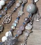 Handmade Moon & Star Phone Charm Labradorite Crystal Pendant and Moonstone Beads - Image 5