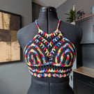 XS handmade crochet halter neck bralette top adjustable corset design