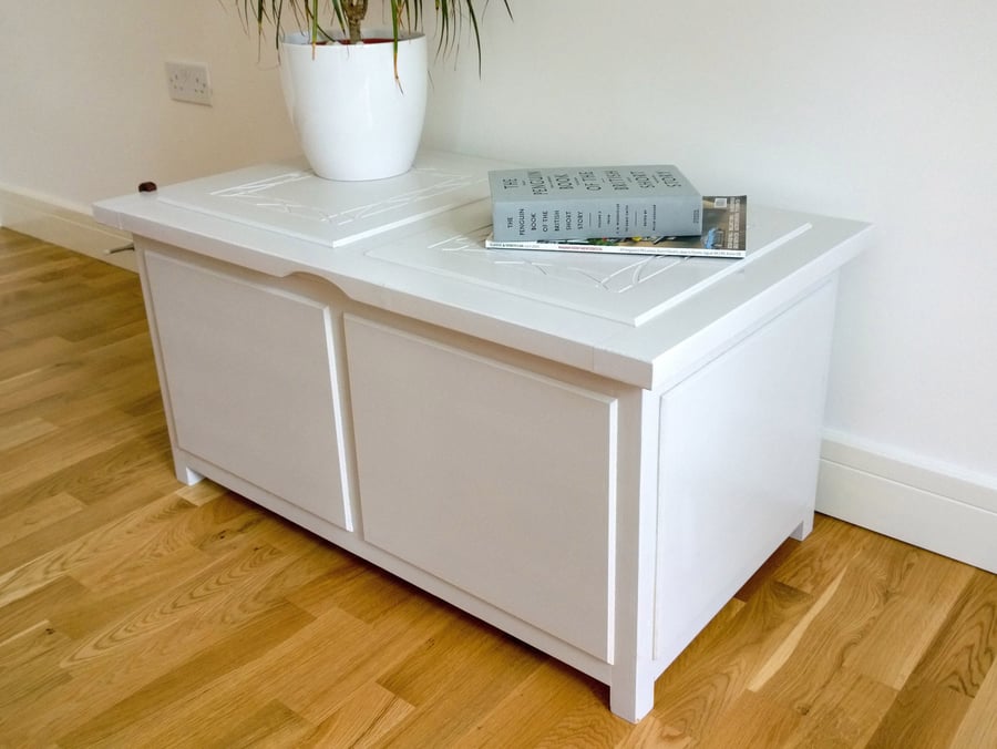 Large Wooden Chest, Painted Storage Trunk Toy Chest and Decorative Raised Panels