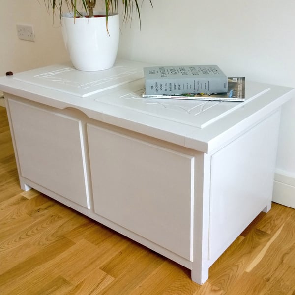 Large Wooden Chest, Painted Storage Trunk Toy Chest and Decorative Raised Panels