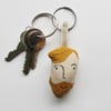 The Bearded Man Key Ring can be Zip Pull, Bag Charm or Bookmark