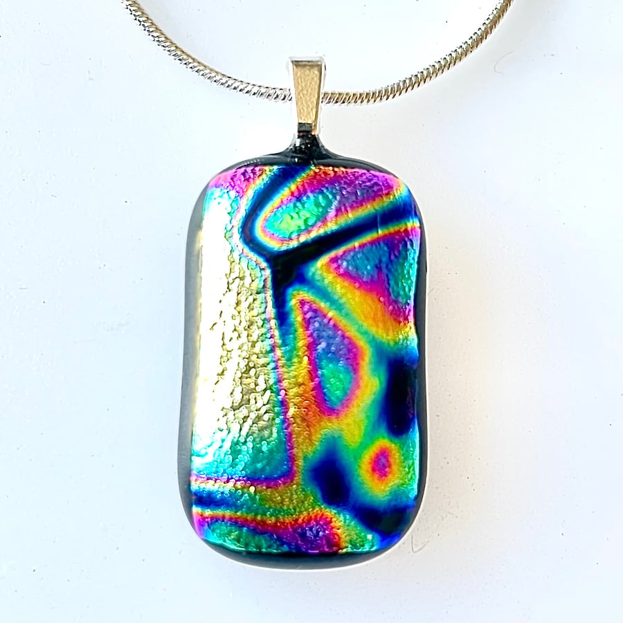 Colour Explosion Dichroic Glass Pendant Necklace 