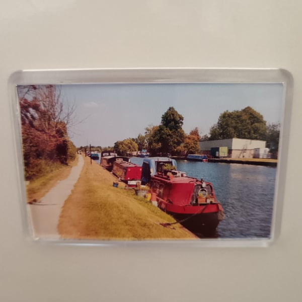 Gloucester Canal and boats photography fridge magnet 