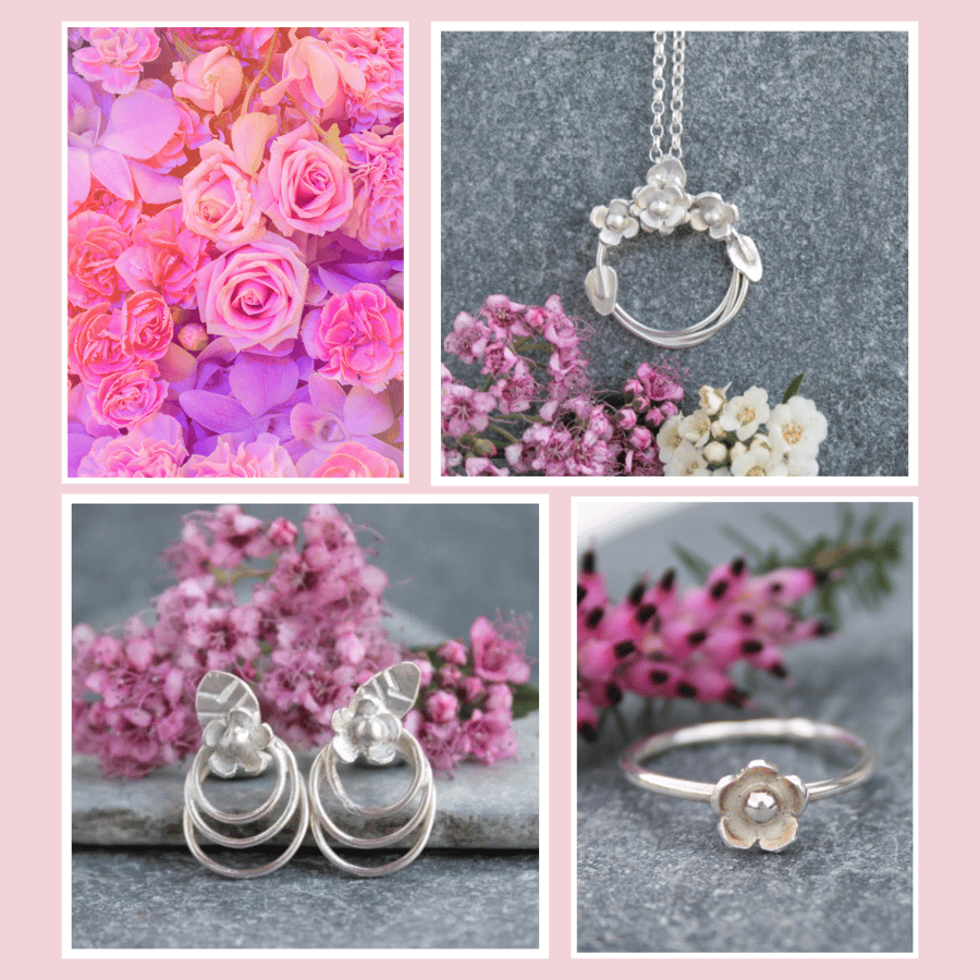 Beautiful bundle - silver flower jewellery set