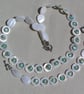 SALE - WhiteMother of Pearl Shell & Aqua Pearl Beaded Necklace & Bracelet Set - Image 2