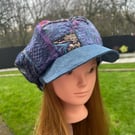 Womens baker boy cap - Purple - Denim
