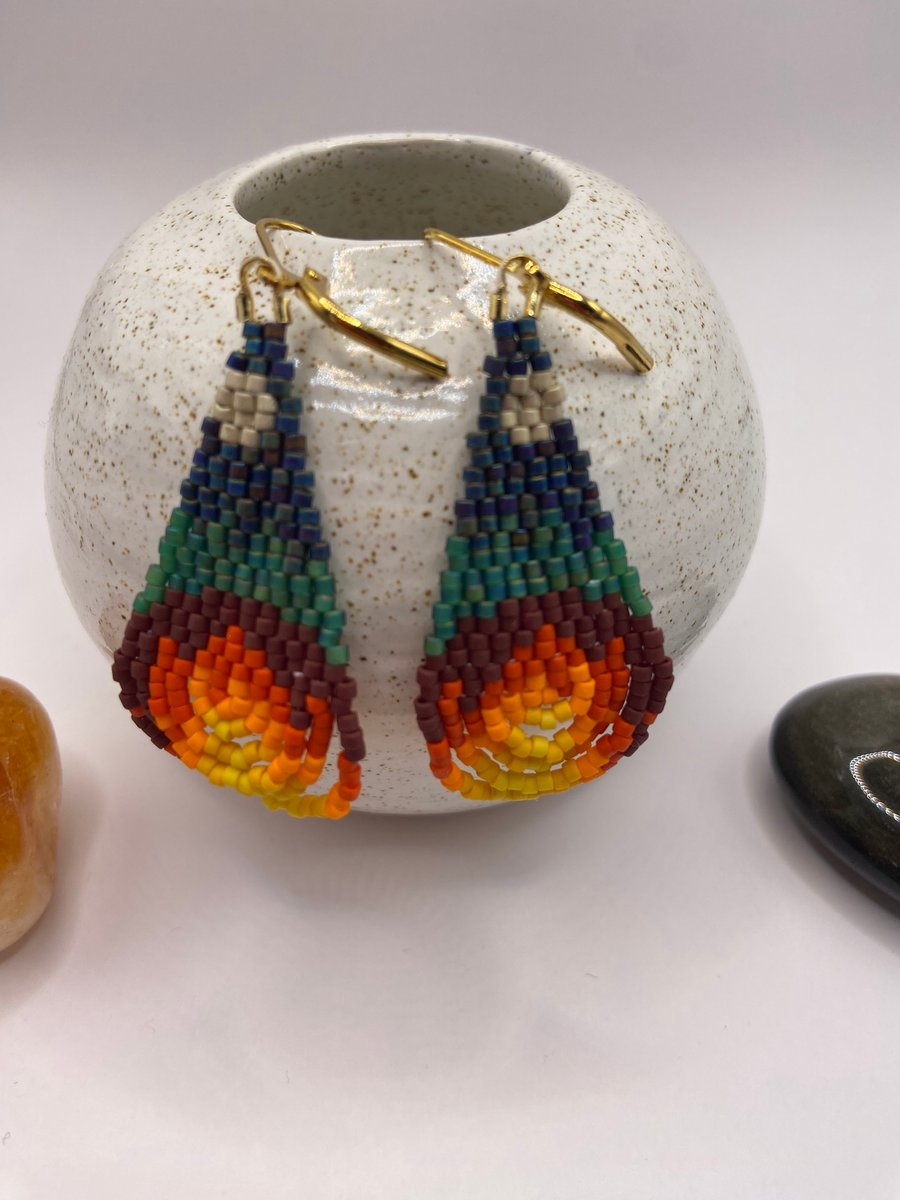 Fire in the woods beaded earrings