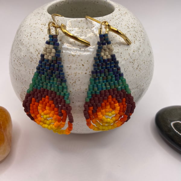 Fire in the woods beaded earrings