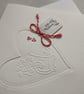  Valentine Card - 14.02 Thinking of You Embossed Heart & Cat with flowers  - Image 3