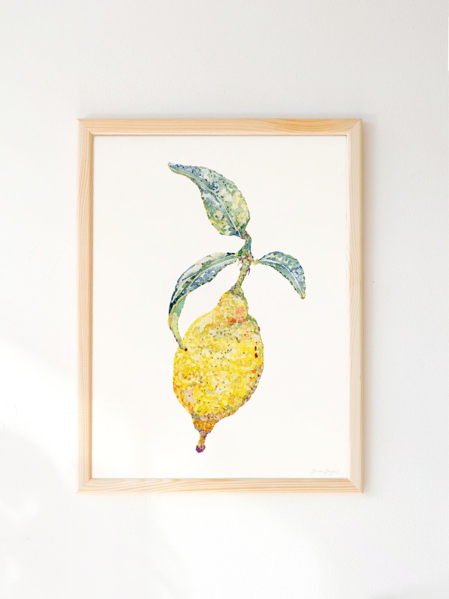 Watercolour Italian Lemon Print - Illustrated food art printed sustainably