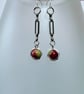 Silver Paperclip Chain Bead Earrings.