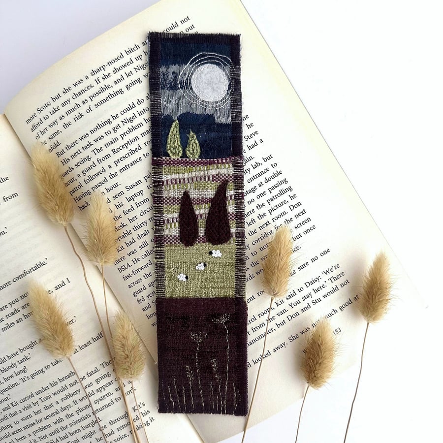Bookmark with Moonlit Meadows and Sheep